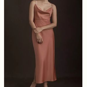 BHLDN Cali Satin Charmeuse Midi Dress in Sedona